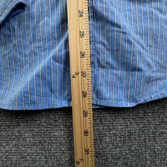 Thomas Pink Long Sleeve Button Up Shirt Men Cotton Striped Blue 15.5 Slim Fit - Picture 3 of 13
